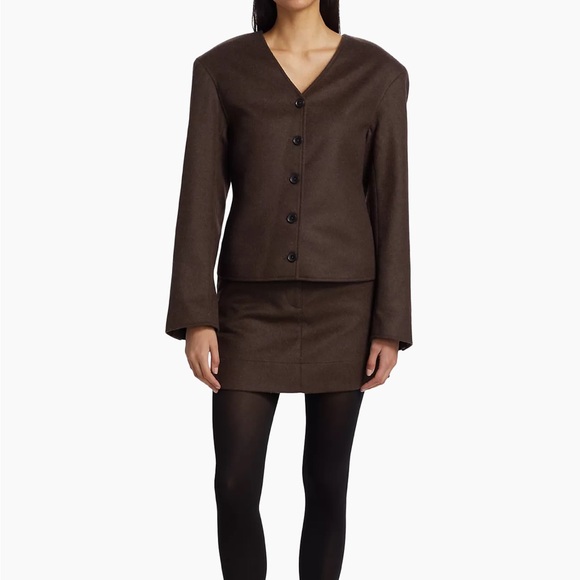 LOULOU STUDIO Vega Wool Blend Top/Jacket in Marled Brown - Picture 4 of 8